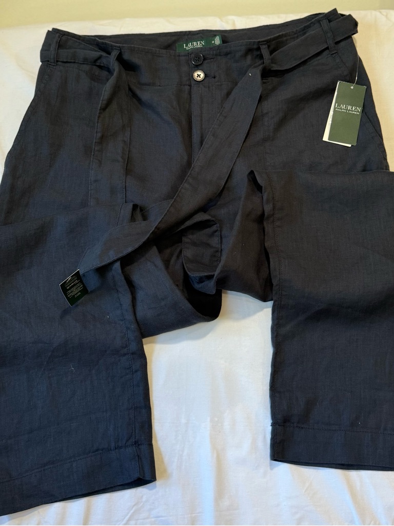 Lauren Ralph Lauren Men's Dark Navy Linen-Blend Chinos